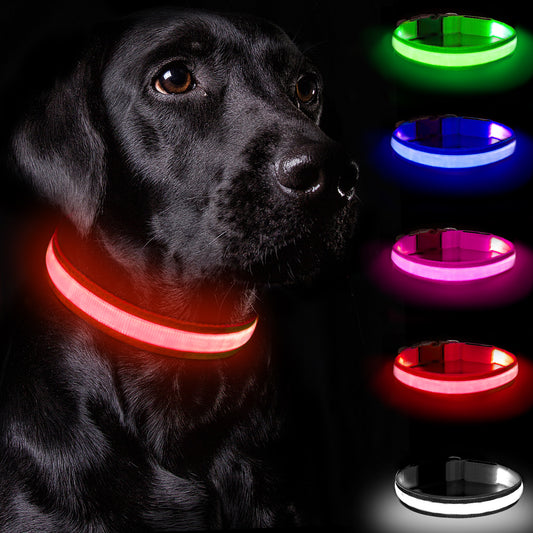 Light Up Dog Collar - Dog Collar Lights For The Dark Night, Adjustable Flashing Dog Collar Rechargeable, LED Dog Collar With 3 Flash Modes For Large, Medium And Small Dogs