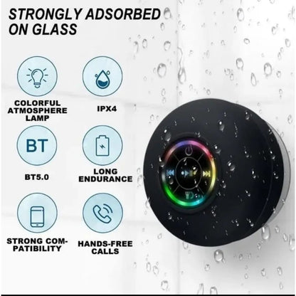 Waterproof Bluetooth Wireless Shower Speaker Bathroom Speaker LED Light Portable