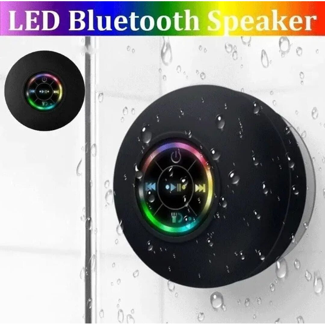Waterproof Bluetooth Wireless Shower Speaker Bathroom Speaker LED Light Portable