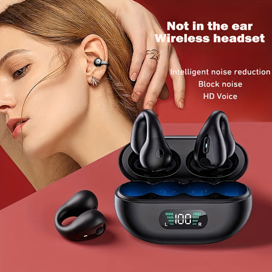 The New Ear-clip Wireless Headphones With Battery Level Display And Gaming Bass Are Suitable For Travel, Sports And School